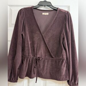 🥳3 for $10 Madewell Corduroy Wrap Blouse in Deep Plum